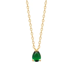 Collier femme plaqué or pendentif oxyde verte Maison de la Bijouterie UW3UW645