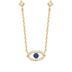 Collier femme plaqué or pendentif œil pierre bleue Maison de la Bijouterie UW3U5V45