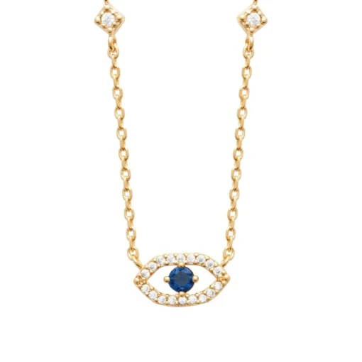 Collier femme plaqué or pendentif œil pierre bleue Maison de la Bijouterie UW3U5V45