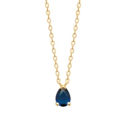 Collier femme plaqué or pendentif oxyde bleue Maison de la Bijouterie UW3UW545