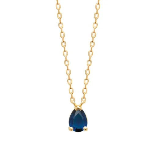 Collier femme plaqué or pendentif oxyde bleue Maison de la Bijouterie UW3UW545