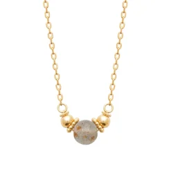 Collier femme plaqué or pendentif labradorite Maison de la Bijouterie UW400Z45