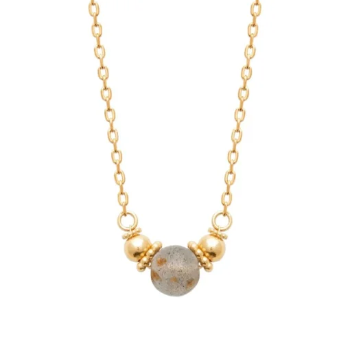 Collier femme plaqué or pendentif labradorite Maison de la Bijouterie UW400Z45