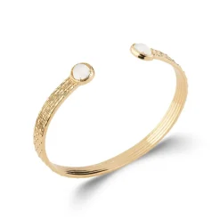Collier femme plaqué or pierre de lune serti griffe - UW3Z405V