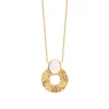 Collier femme plaqué or pierre de lune serti griffe - UW3Z4045