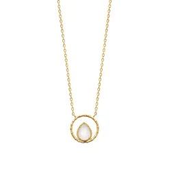 Collier femme plaqué or pierre de lune serti griffe - UW3ZU445