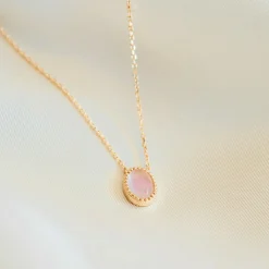 Collier femme plaqué or quartz rose - UW3ZY645