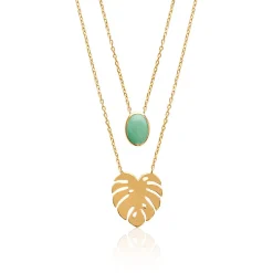 Collier femme plaqué or serti clos - UW30Y645