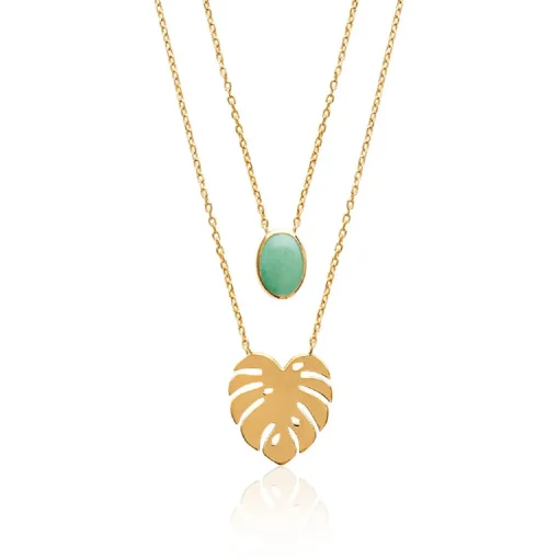 Collier femme plaqué or serti clos - UW30Y645
