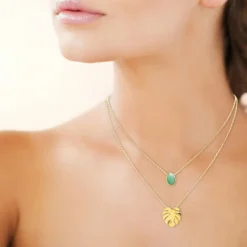 Collier femme plaqué or serti clos - UW30Y645