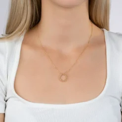 Collier femme plaqué or serti clos - UYZ60Y45