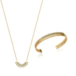 Collier femme plaqué or turquoise serti griffe - UWZWUV45