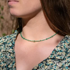 Collier Femme Sloya Paloma en pierres Agate Verte