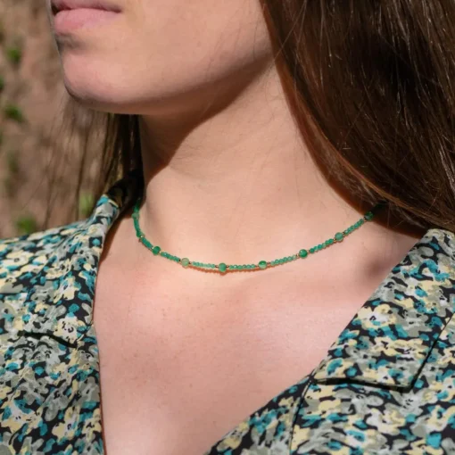 Collier Femme Sloya Paloma en pierres Agate Verte