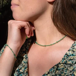 Collier Femme Sloya Paloma en pierres Agate Verte