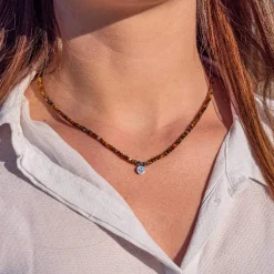 Collier Femme Sloya Lumia Oeil de Tigre