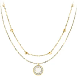 Collier Femme So Charm - B2126-BLANC+B2370-DORE - Collier Mode Doré