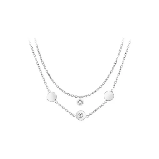 Collier Femme So Charm - B2411-ARGENT+B2382-ARGENT-10001-CRYS - Collier Mode Argenté