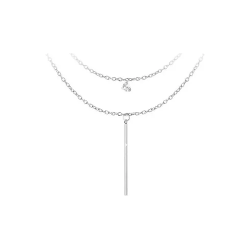 Collier Femme So Charm - B2274-ARGENT+B2382-ARGENT-10004-WHITE - Collier Mode Argenté