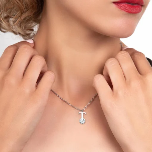 Collier Femme So Charm - B1498-T - Collier Initiale Argenté