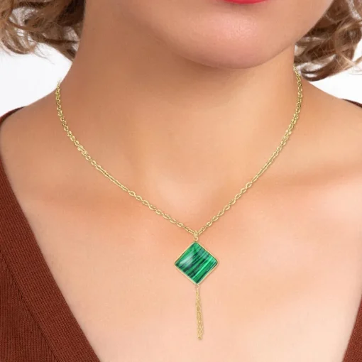 Collier Femme So Charm - B3040-MALACHITE - Collier Mode Doré