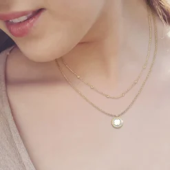 Collier Femme So Charm - B2126-BLANC+B2370-DORE - Collier Mode Doré