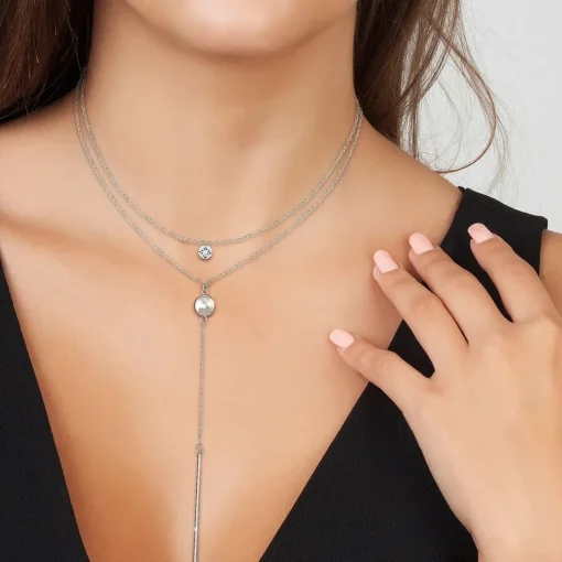 Collier Femme So Charm - B2276-ARGENT+B2382-ARGENT-10001-CRYS - Collier Mode Argenté