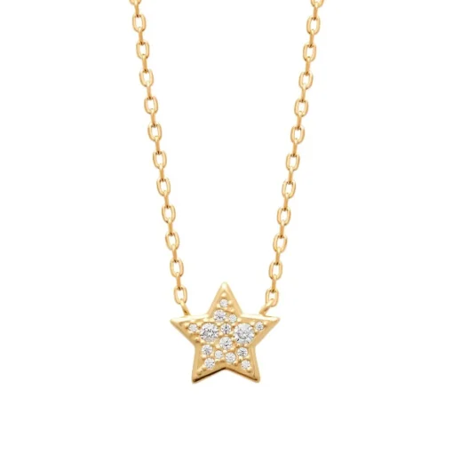 Collier femme étoile oxyde de zirconium plaqué or Maison de la Bijouterie UW3W5U45