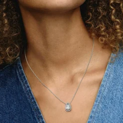 Collier Halo Poire Scintillant