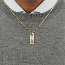 Collier Homme Boss Bijoux Kassy Emblem - 1580678 Acier Doré