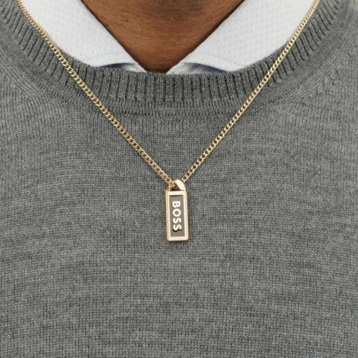 Collier Homme Boss Bijoux Kassy Emblem - 1580678 Acier Doré