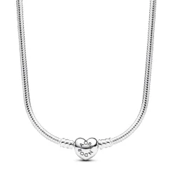 Collier Maille Serpent Fermoir Cœur Pandora Moments
