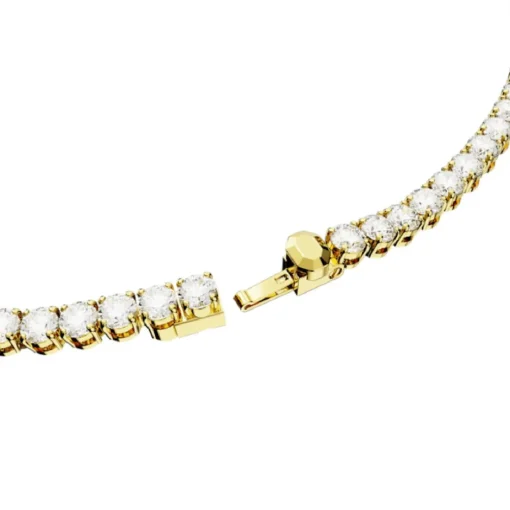 Collier Matrix Tennis, Coupe ronde, Blanc, Placage de ton or