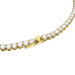 Collier Matrix Tennis, Coupe ronde, Blanc, Placage de ton or