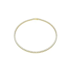 Collier Matrix Tennis, Coupe ronde, Blanc, Placage de ton or