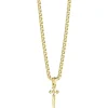Collier South Alameda Acier Doré Et Pampille Dague 66 cm