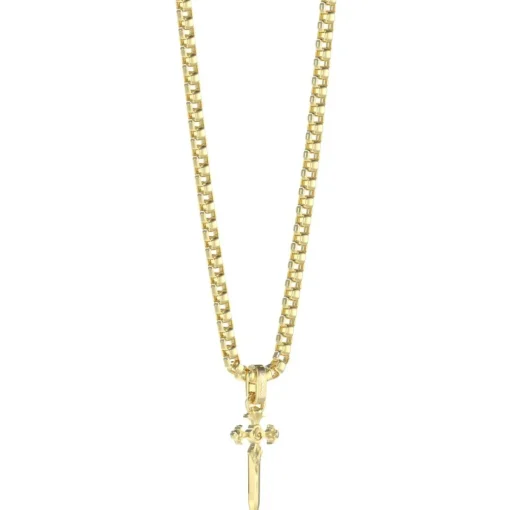 Collier South Alameda Acier Doré Et Pampille Dague 66 cm