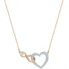 Collier Swarovski 5518865 - Collier or doré et argenté pendentif cœur infini Femme