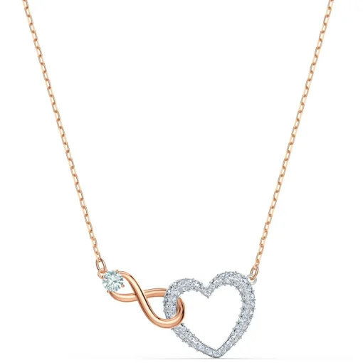 Collier Swarovski 5518865 - Collier or doré et argenté pendentif cœur infini Femme