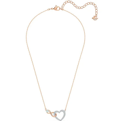 Collier Swarovski 5518865 - Collier or doré et argenté pendentif cœur infini Femme