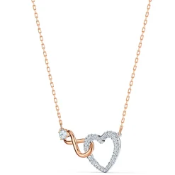 Collier Swarovski 5518865 - Collier or doré et argenté pendentif cœur infini Femme