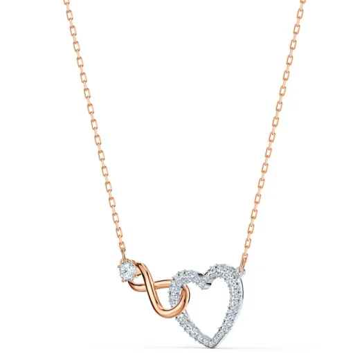 Collier Swarovski 5518865 - Collier or doré et argenté pendentif cœur infini Femme