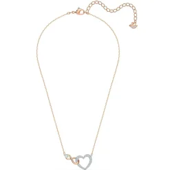 Collier Swarovski 5518865 - Collier or doré et argenté pendentif cœur infini Femme