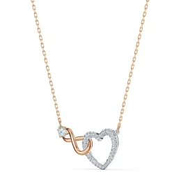 Collier Swarovski 5518865 - Collier or doré et argenté pendentif cœur infini Femme