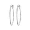 Créoles femme argent rhodié blanc serti griffe 35 mm - Z6Y3VZ0