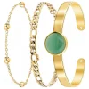Lot de trois Bracelets Femme Angèle M B2371-DORE+B2384-DORE+B2494-VERT