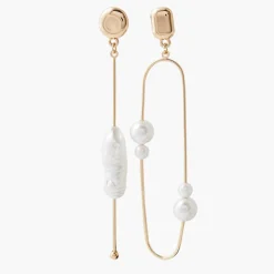 Pendantes Femme Balaboosté Bo Poussette Asymétrique Avec Perles - 3502456533585 Métal Doré