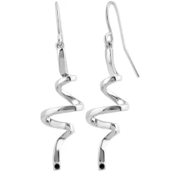 Pendantes So Charm - BD1549-BO-ARGENT-DIAMANT-NOIR - Boucles D'Oreilles Argentées