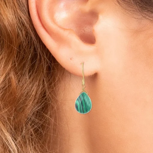 Pendantes So Charm - B2499-MALACHITE - Boucles D'Oreilles Dorées