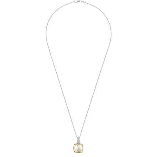 Pendentif Ti Sento - 6829MW Argent Doré Et Doublé Nacre Carré Bélière Pavée